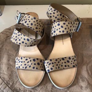 Leopard strapped sandals, cork heel wedge